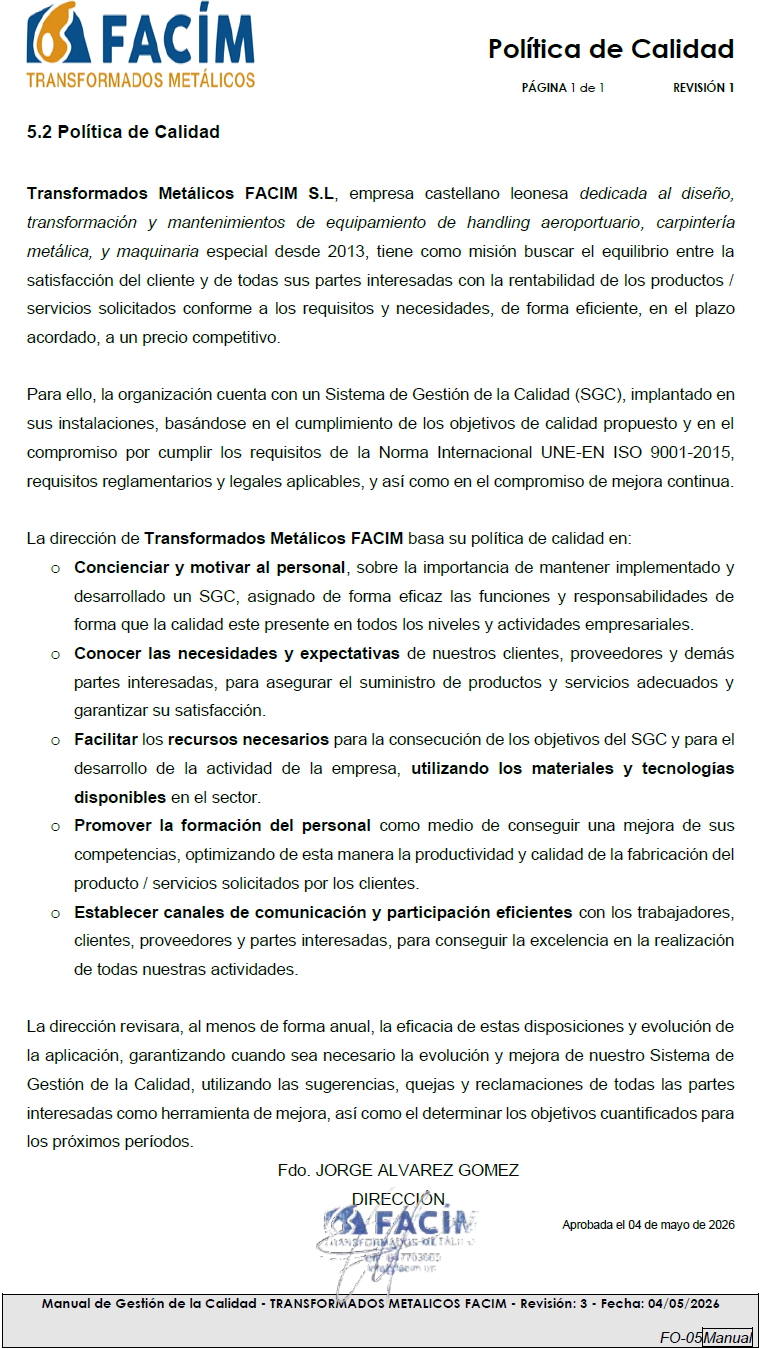 Politica de Calidad